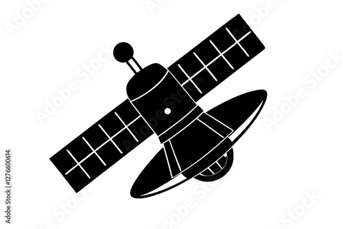 Space satellite Silhouette on white background