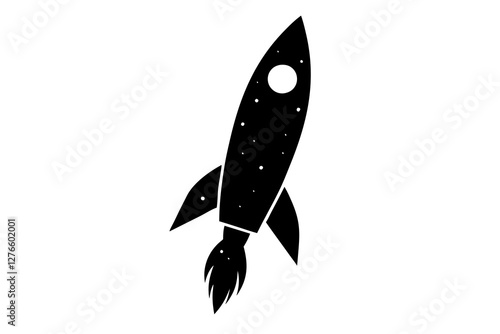 Rocket cosmic Silhouette on white background
