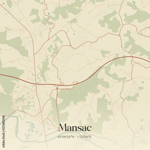 Vintage map of Mansac, France.