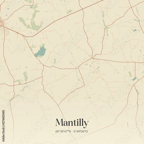 Vintage map of Mantilly, France.