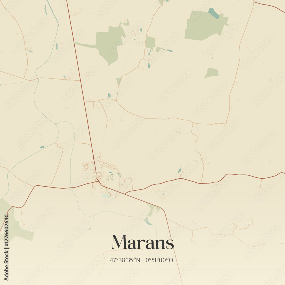 Obraz premium Vintage map of Marans, France.