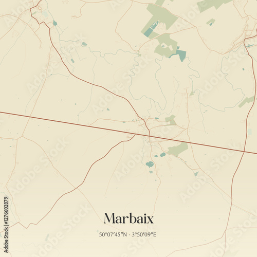 Vintage map of Marbaix, France.