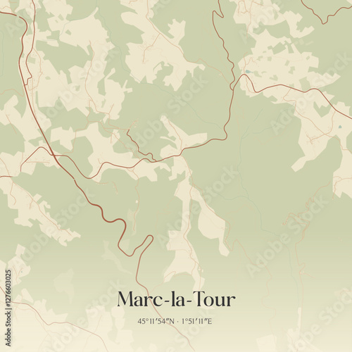 Vintage map of Marc-la-Tour, France.