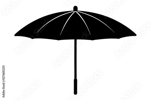 Beach umbrella Silhouette on white background