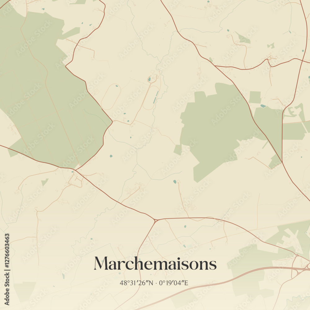 Obraz premium Vintage map of Marchemaisons, France.