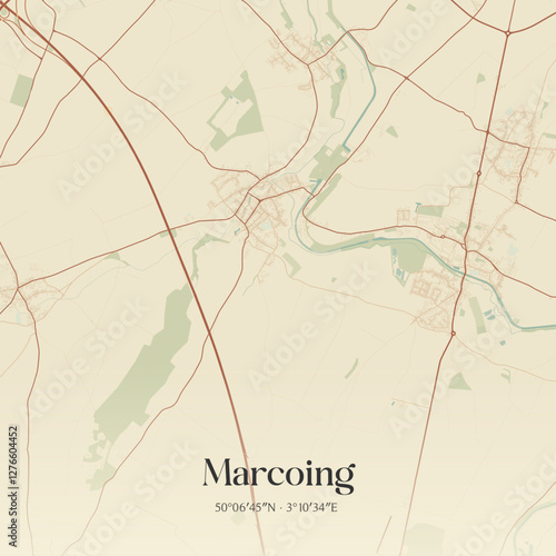 Vintage map of Marcoing, France.