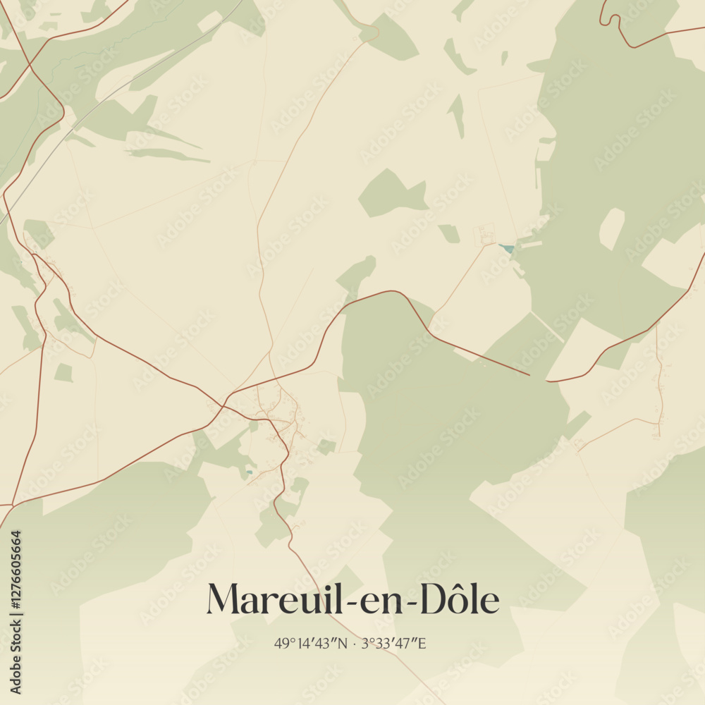 Obraz premium Vintage map of Mareuil-en-Dôle, France.