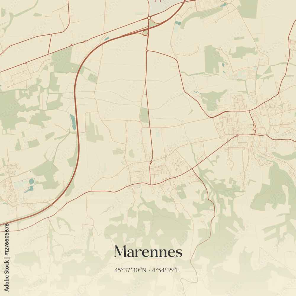 Obraz premium Vintage map of Marennes, France.