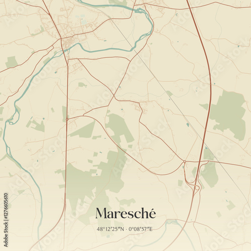Vintage map of Maresché, France.