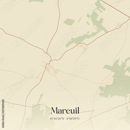 Vintage map of Mareuil, France.