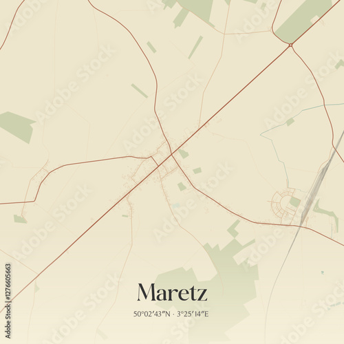 Vintage map of Maretz, France.