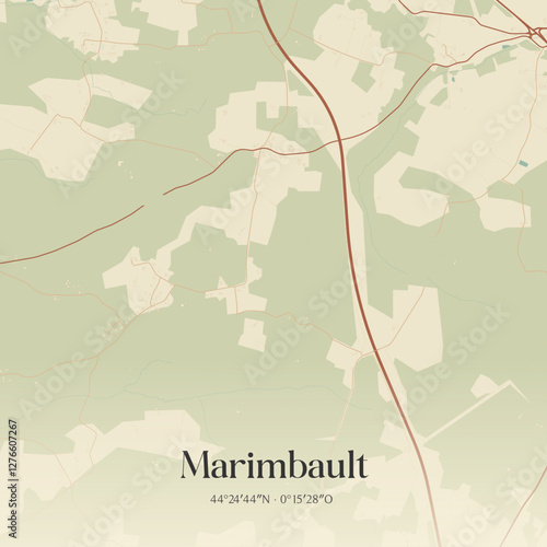 Vintage map of Marimbault, France.