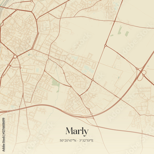 Vintage map of Marly, France.
