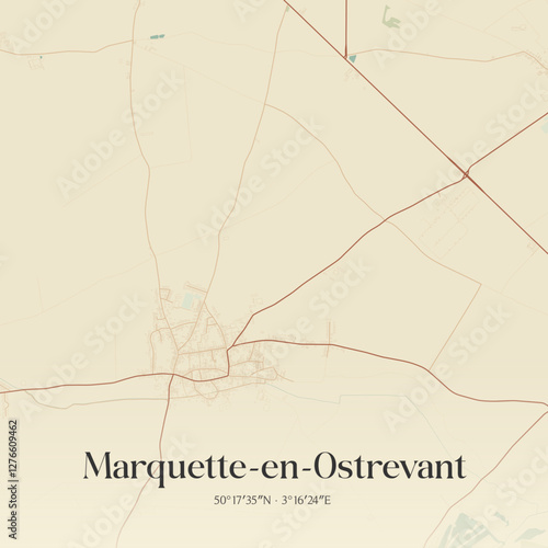 Vintage map of Marquette-en-Ostrevant, France.