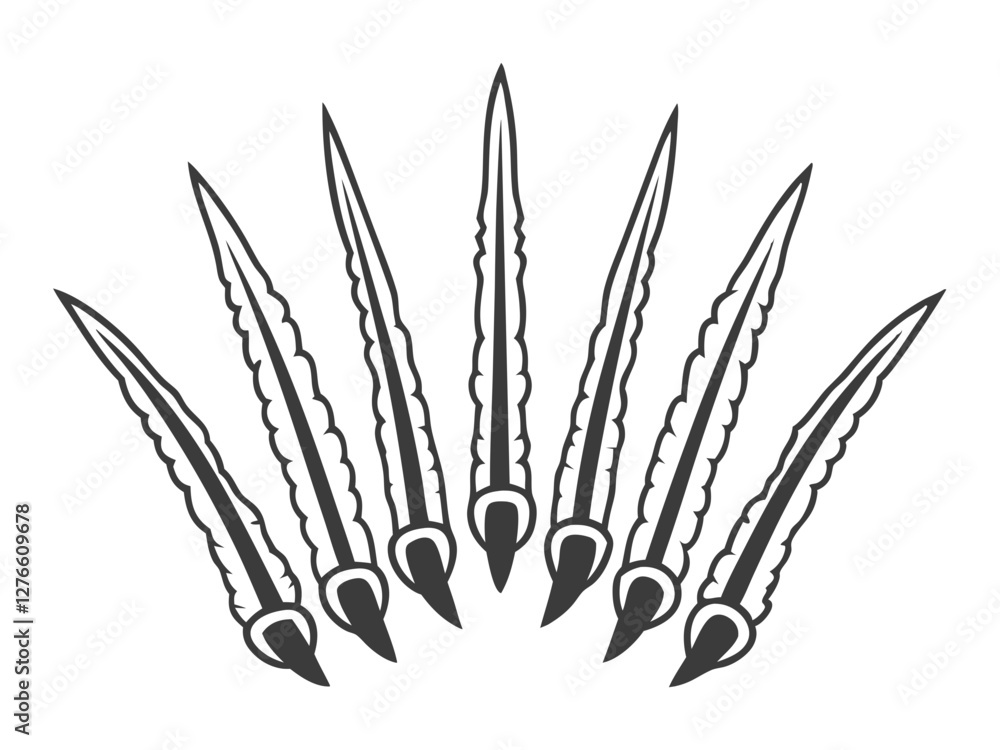Fototapeta premium Scratch claws of animal set, Vector icon, Line art Vector, Doodle Icon
