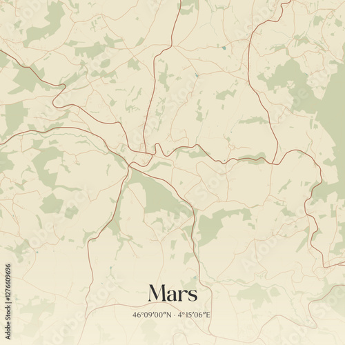 Vintage map of Mars, France.