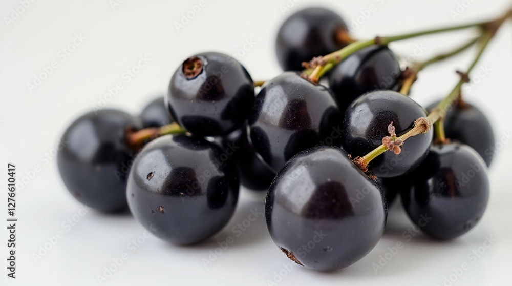 A bunch of black berries with a leaf on top A bunch of black berries with a leaf on top