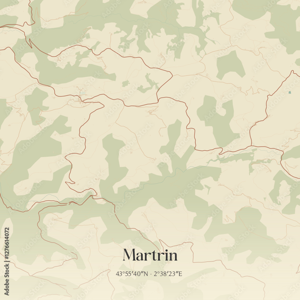 Obraz premium Vintage map of Martrin, France.
