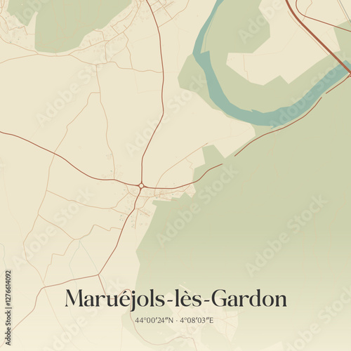 Vintage map of Maruéjols-lès-Gardon, France.