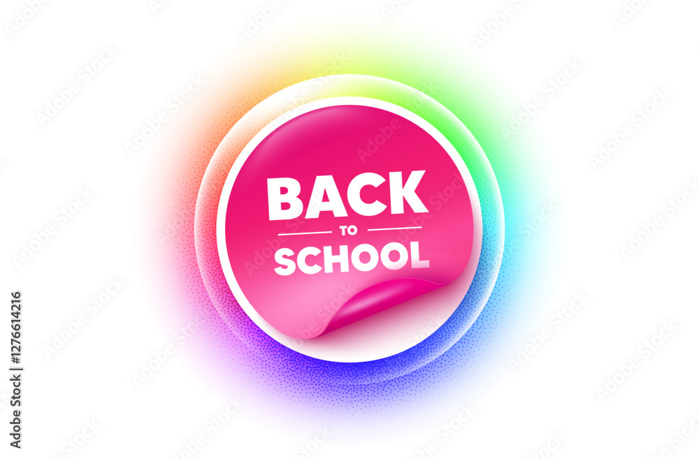 Back to school sticker rainbow gradient. Paper offer price tag. Back to school tag. Education offer. End of vacation slogan. Sticker label. Grain dots effect. Vector Back to school sticker rainbow gradient. Paper offer price tag. Back to school tag. Education offer. End of vacation slogan. Sticker label. Grain dots effect. Vector
