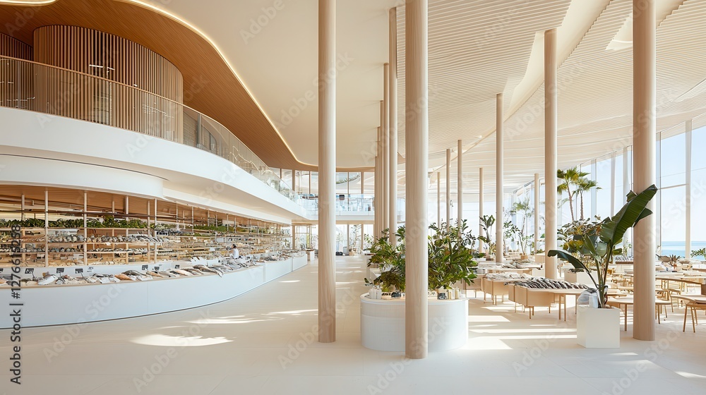 Fototapeta premium sustainable seafood marine protection. Modern interior design with natural light and greenery accents.