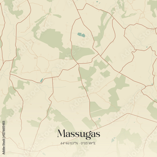 Vintage map of Massugas, France.