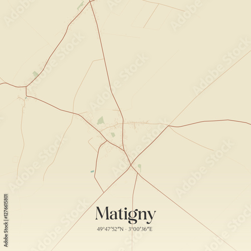 Vintage map of Matigny, France.