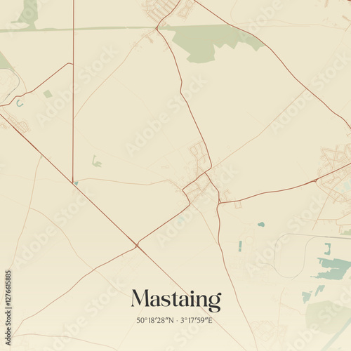 Vintage map of Mastaing, France.