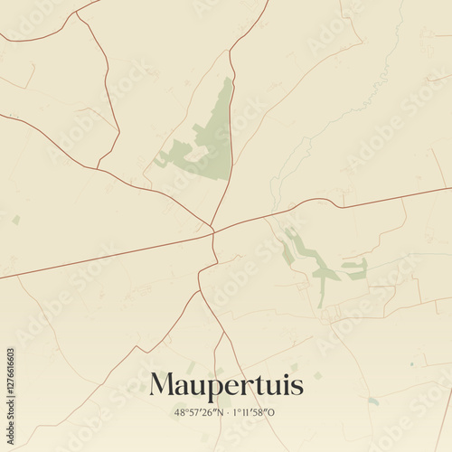 Vintage map of Maupertuis, France.