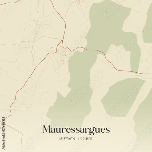 Vintage map of Mauressargues, France.
