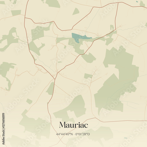 Vintage map of Mauriac, France.