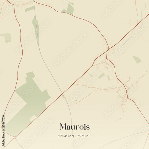 Vintage map of Maurois, France.