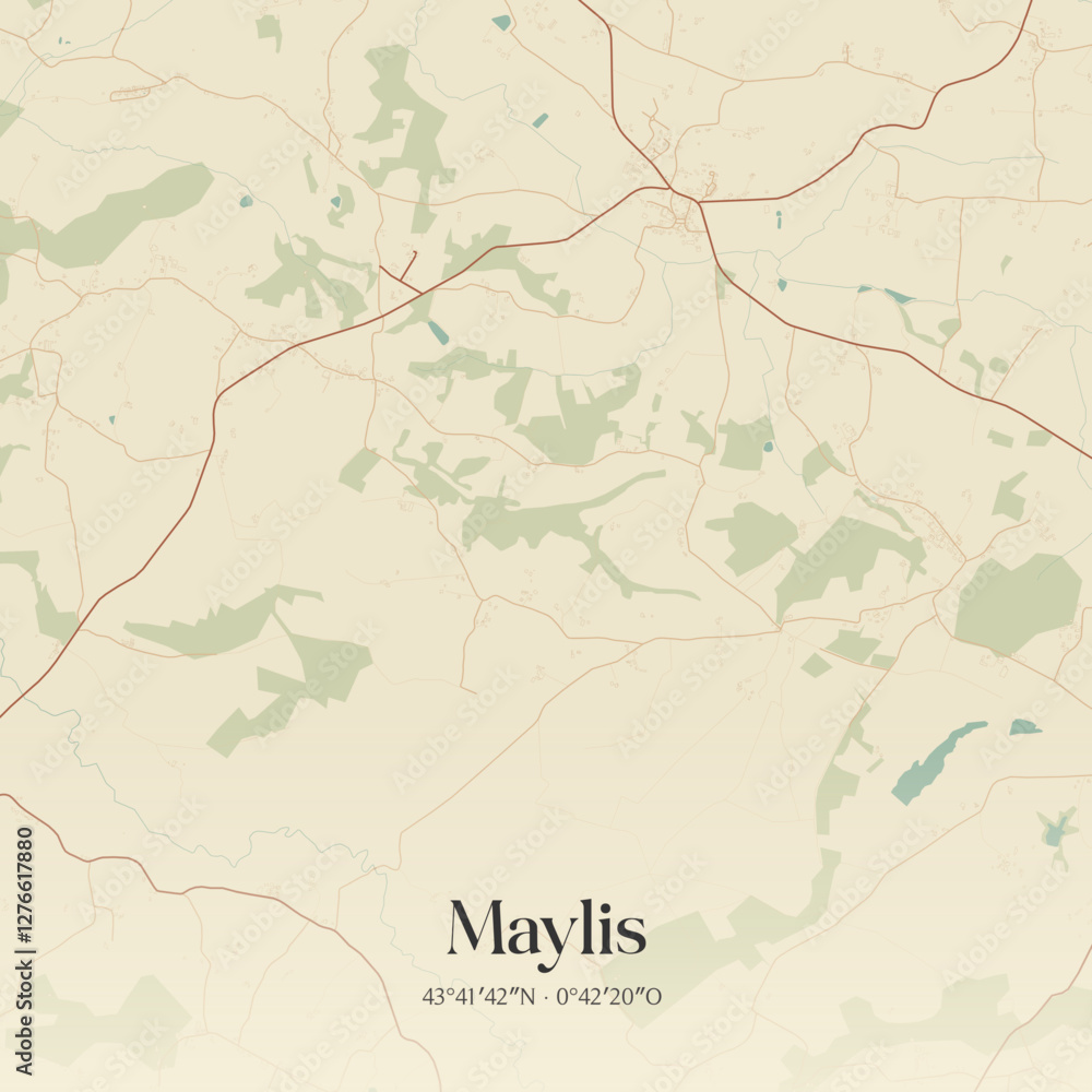 Fototapeta premium Vintage map of Maylis, France.