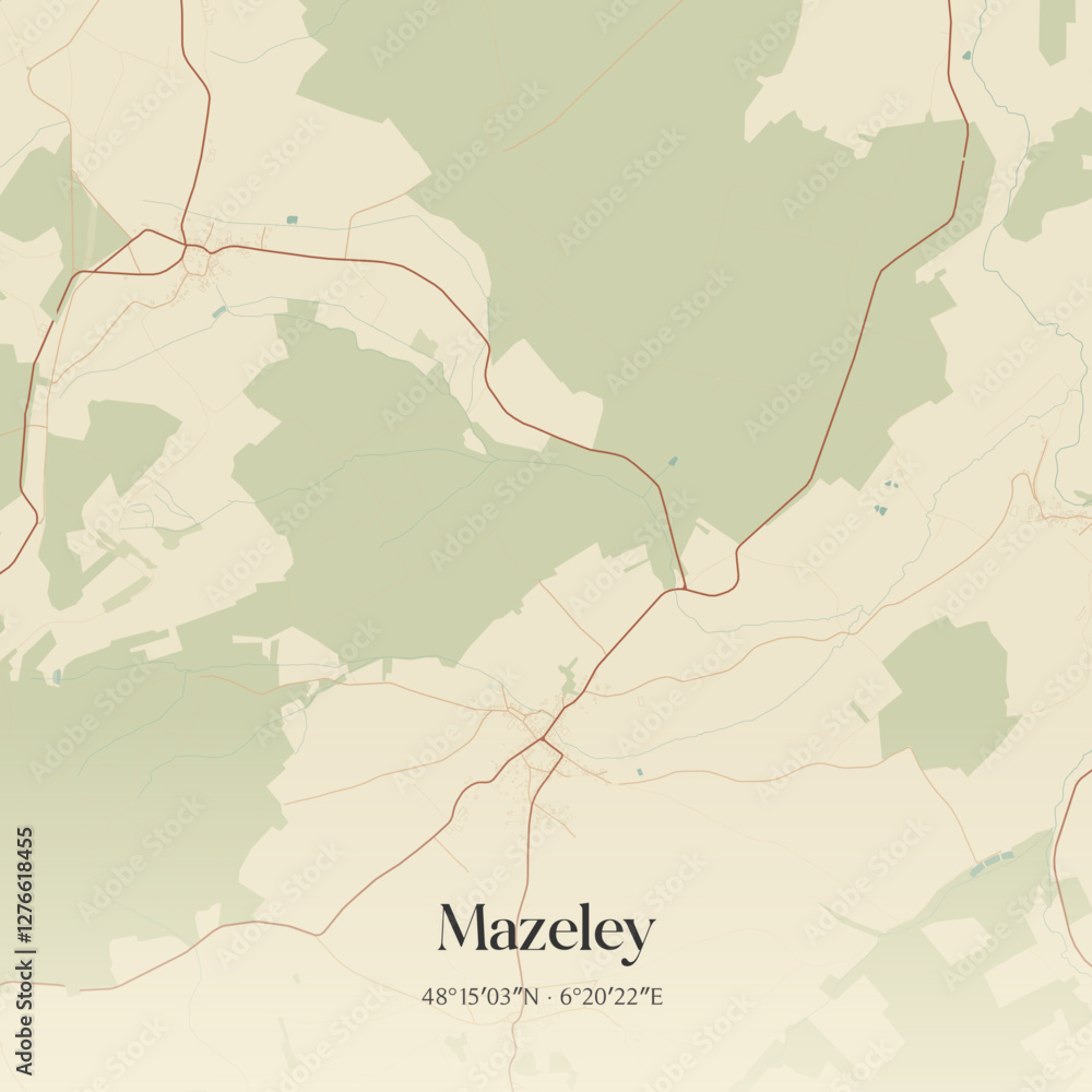 Obraz premium Vintage map of Mazeley, France.