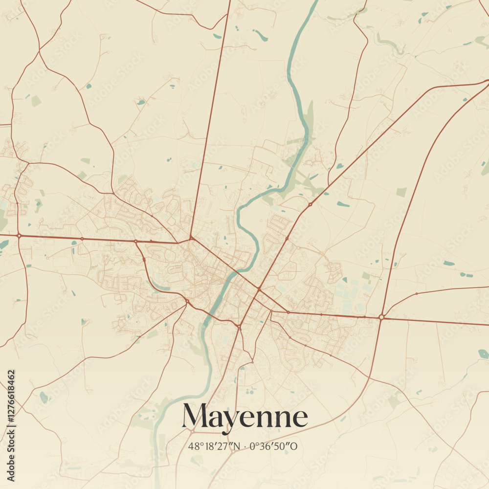 Obraz premium Vintage map of Mayenne, France.