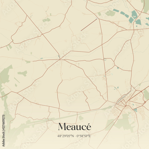 Vintage map of Meaucé, France.