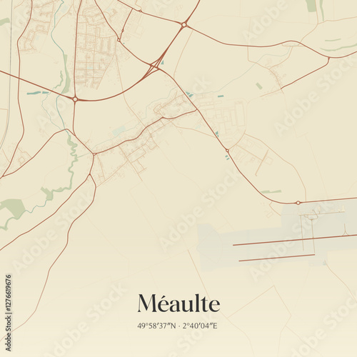 Vintage map of Méaulte, France.