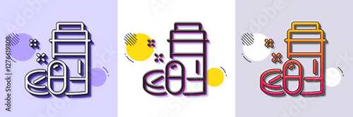Medical drugs bottle line icon. Halftone dotted pattern. Gradient icon with grain shadow. Medicine pills sign. Pharmacy medication symbol. Line medical drugs icon. Various designs. Vector