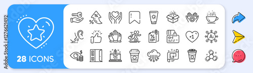 Ð¡ompetition, Vote and Takeaway coffee line icons. Interest rate, AI generate, Inflation icons. Pack of Buying house, Favorite, Hold heart icon. Vector