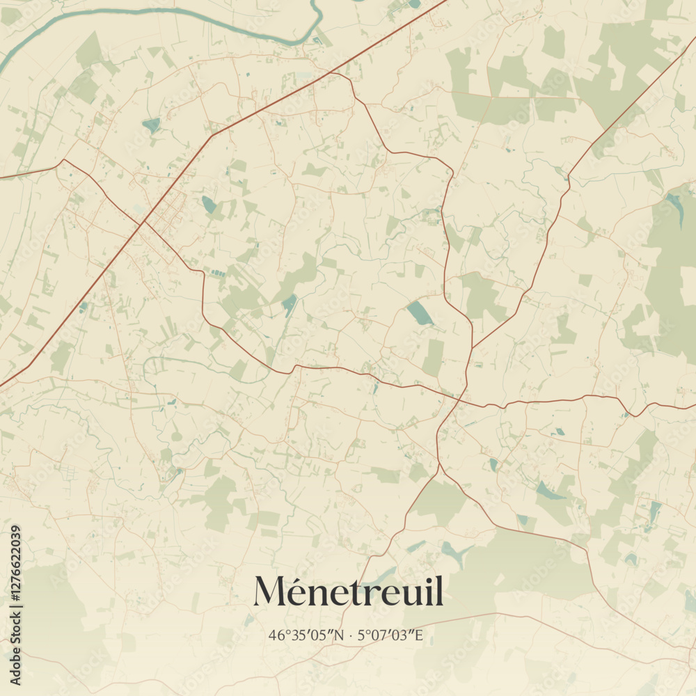 Obraz premium Vintage map of Ménetreuil, France.