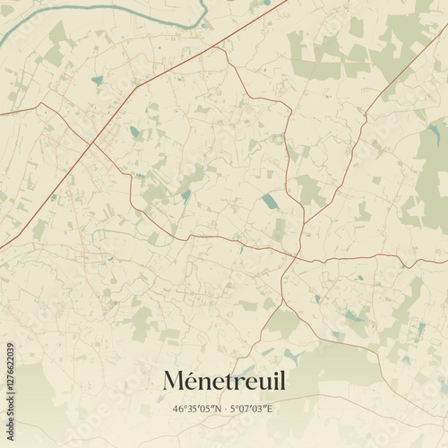 Vintage map of Ménetreuil, France.
