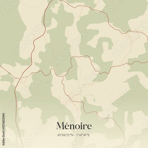 Vintage map of Ménoire, France.