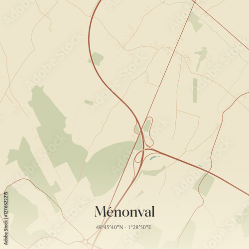 Vintage map of Ménonval, France.