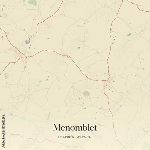 Vintage map of Menomblet, France.