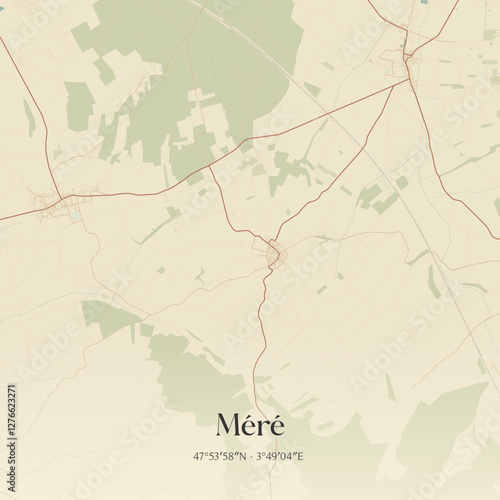 Vintage map of Méré, France.