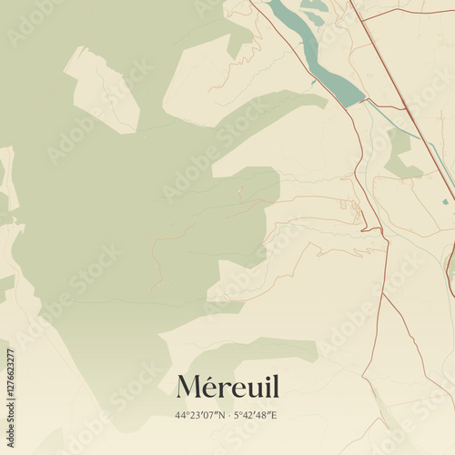 Vintage map of Méreuil, France.