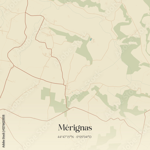 Vintage map of Mérignas, France.