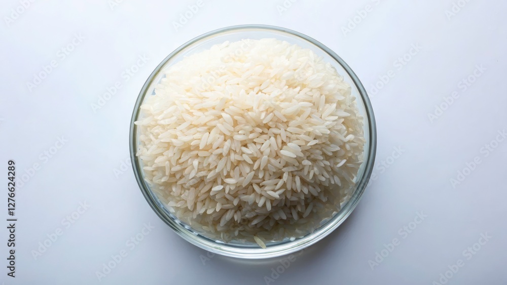 Atop a glass plate, rice grains are meticulously displayed; an aerial drone perspective. Atop a glass plate, rice grains are meticulously displayed; an aerial drone perspective.