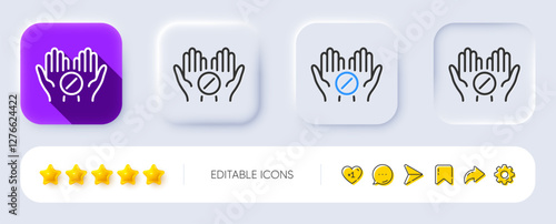 Medical tablet line icon. Neumorphic, Flat shadow, 3d buttons. Medicine drugs sign. Pharmacy medication symbol. Line medical tablet icon. Social media icons. Vector