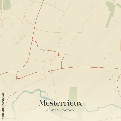 Vintage map of Mesterrieux, France.